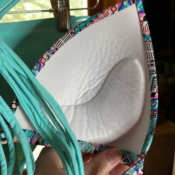 Arizona Push Up Turquoise Hipster Bikini Swim Suit Size Large - Picture 5 of 8